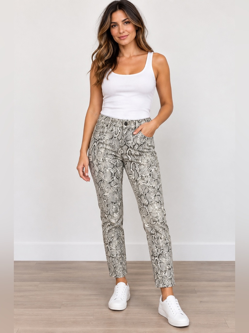 White House Black Market Women’s 4P High Rise Sculpt Skinny Snake Print Pants
